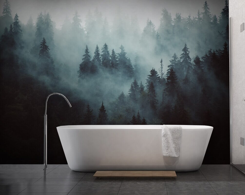Pines in blue mist — interior 2