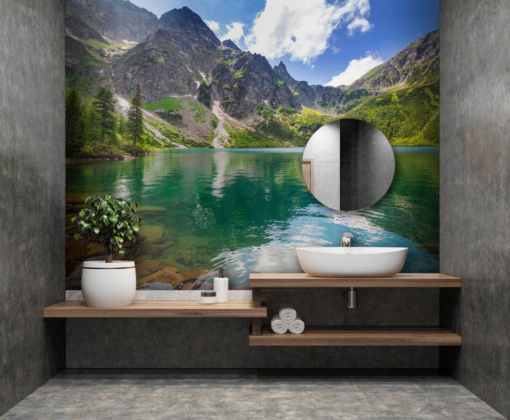 Peaks above clear water — interior 3