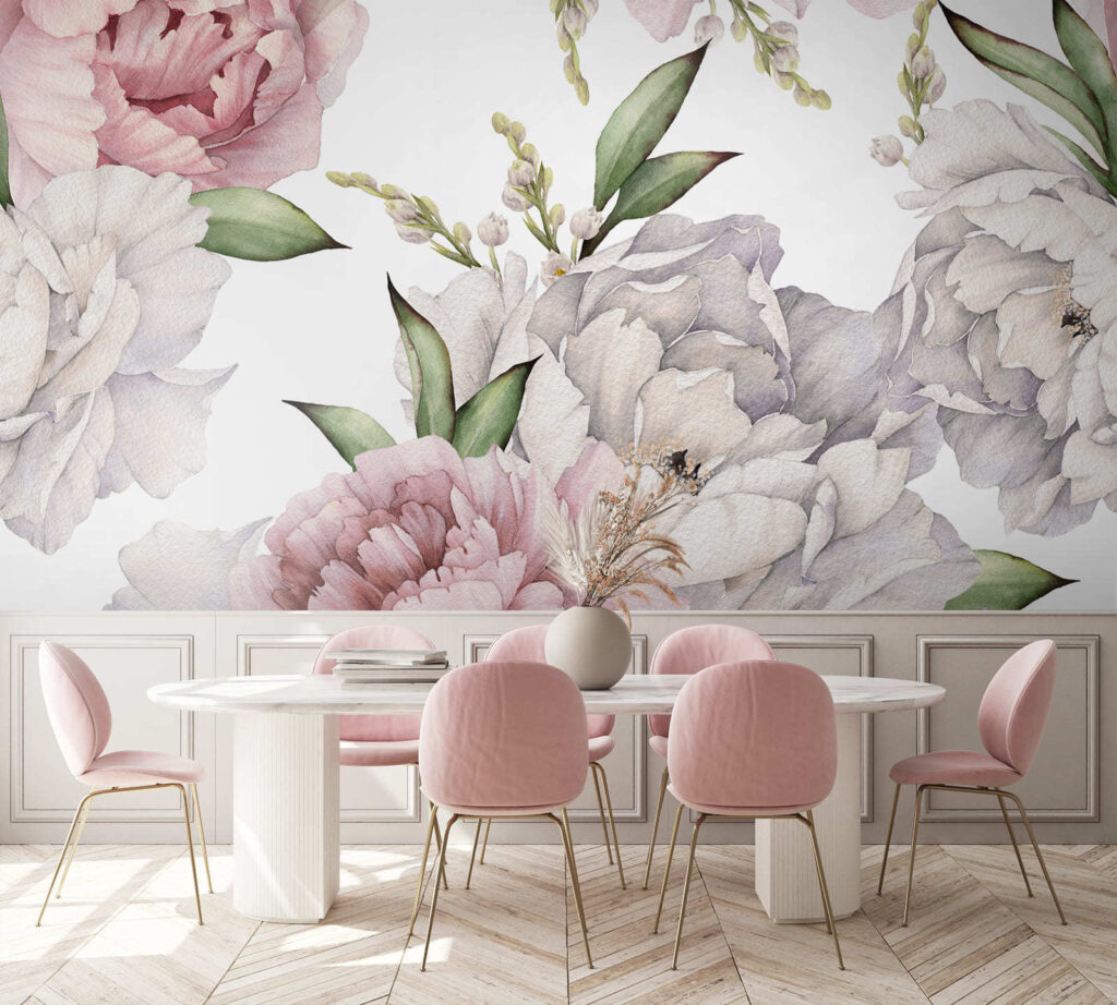 Blush peonies on white — interior 1