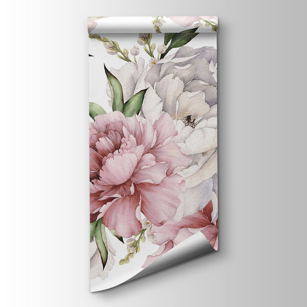 Blush peonies on white — product view