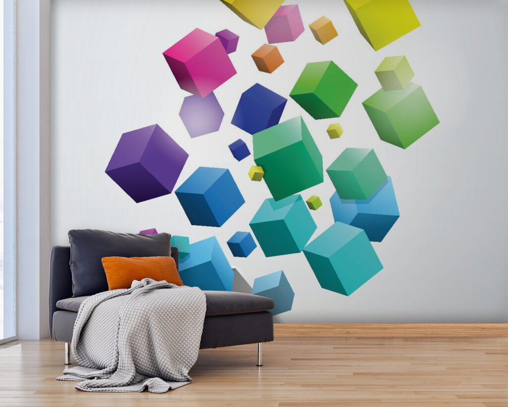 Colourful cubes floating up — interior 3