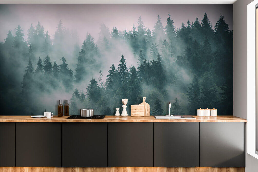 Pines fading in pink-grey — interior 1