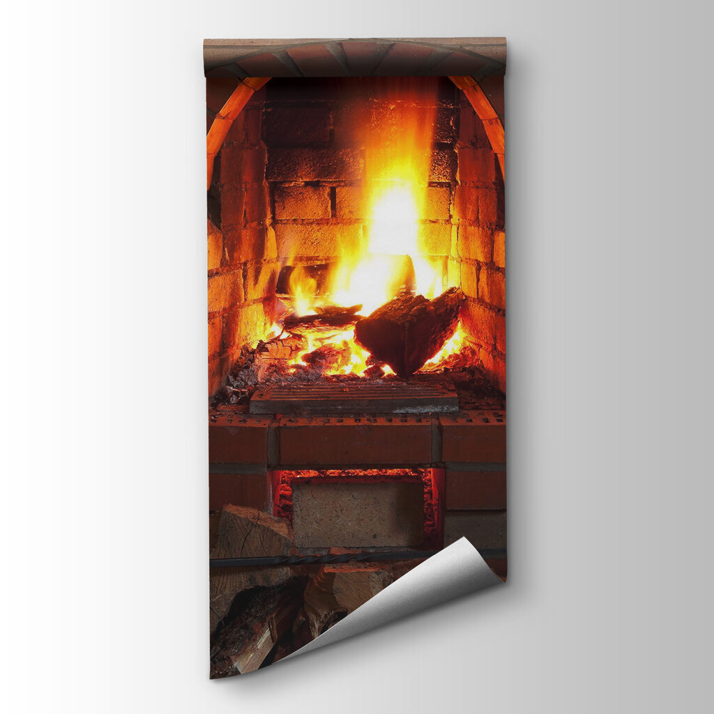 Flames behind brick arch — product view