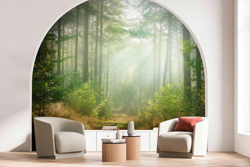 Light through tall trunks — interior 1