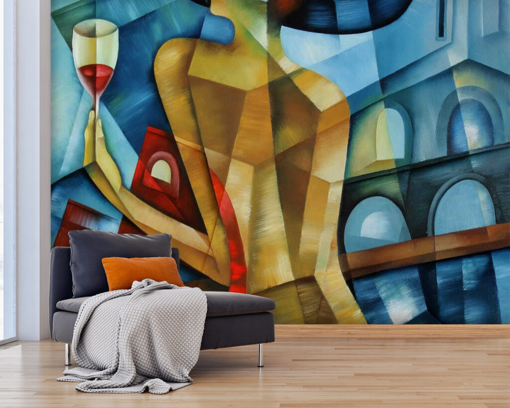 Woman with wine glass — interior 3