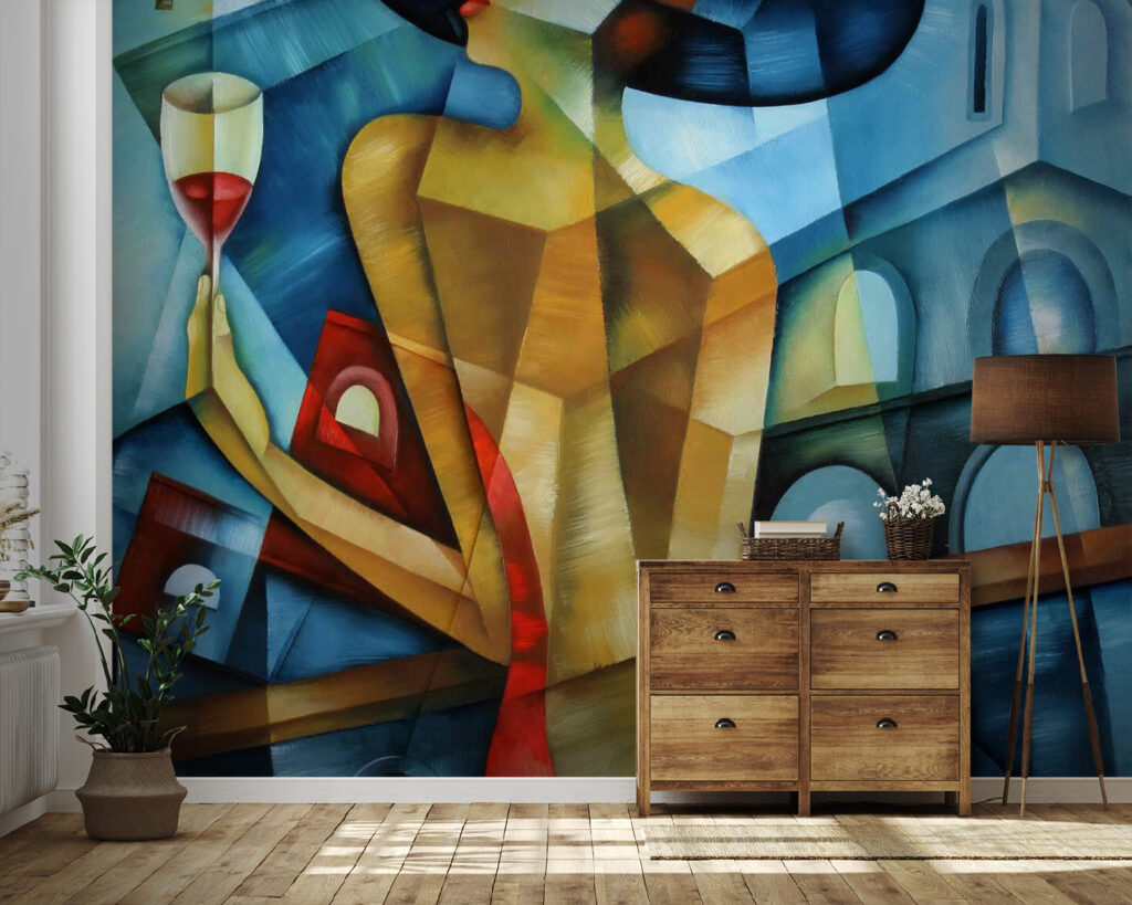 Woman with wine glass — interior 1