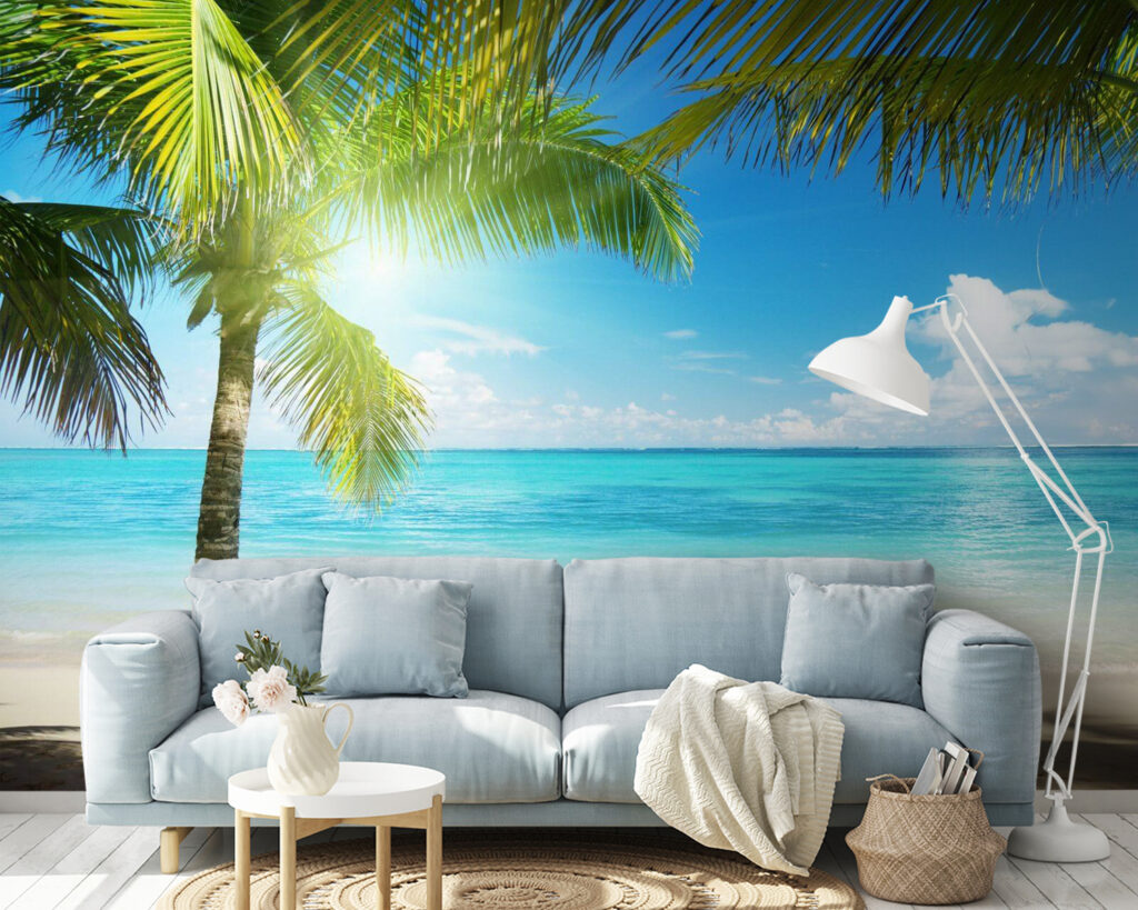 Palm shadow on beach — interior 1