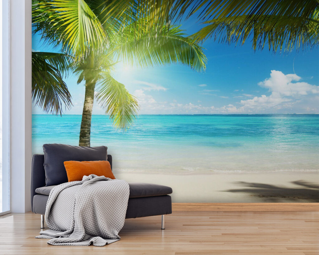Palm shadow on beach — interior 3
