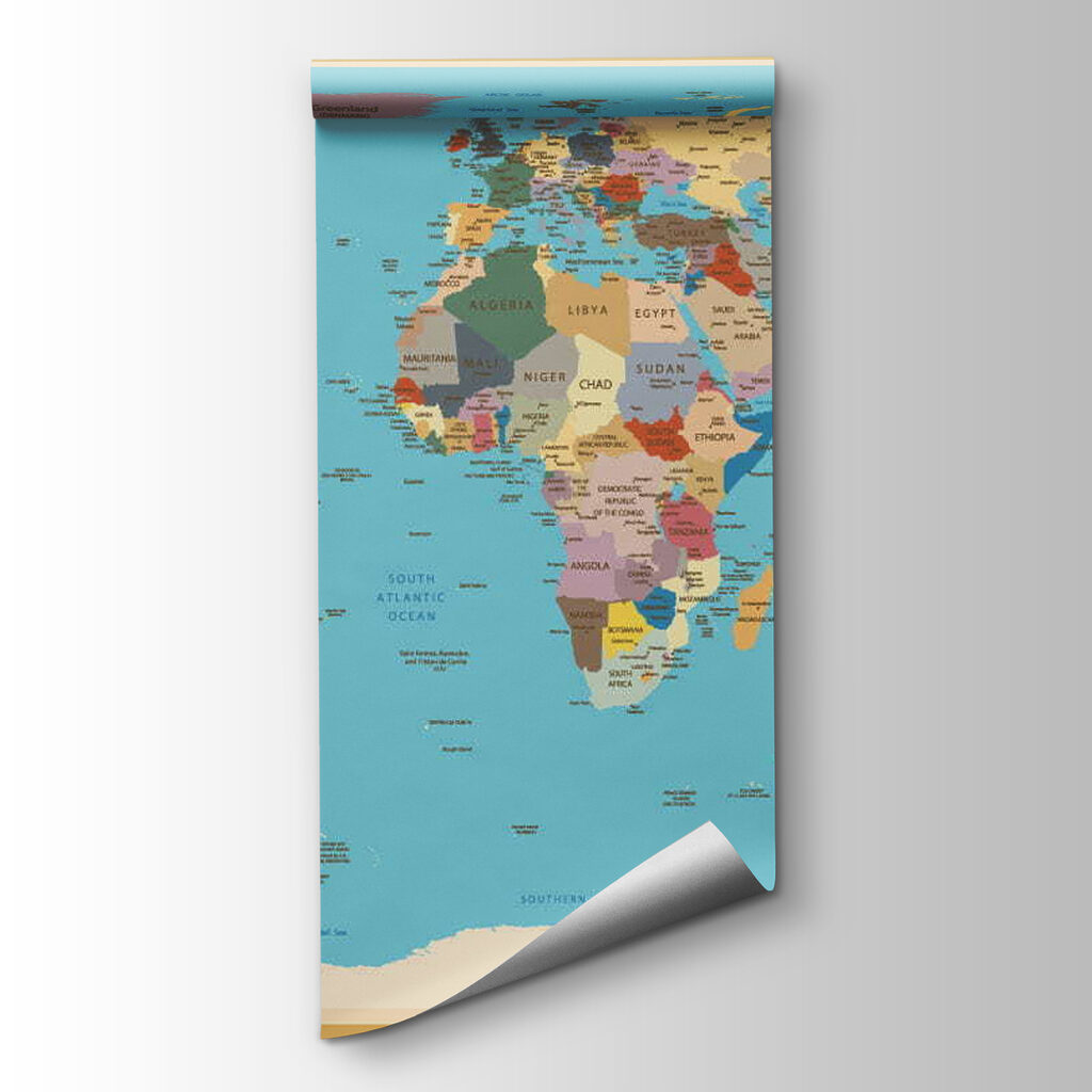 World map, gold border — product view