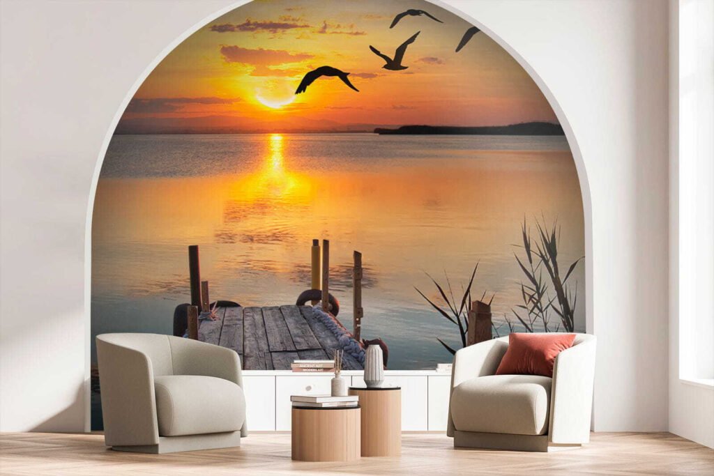 Gulls over a jetty — interior 2