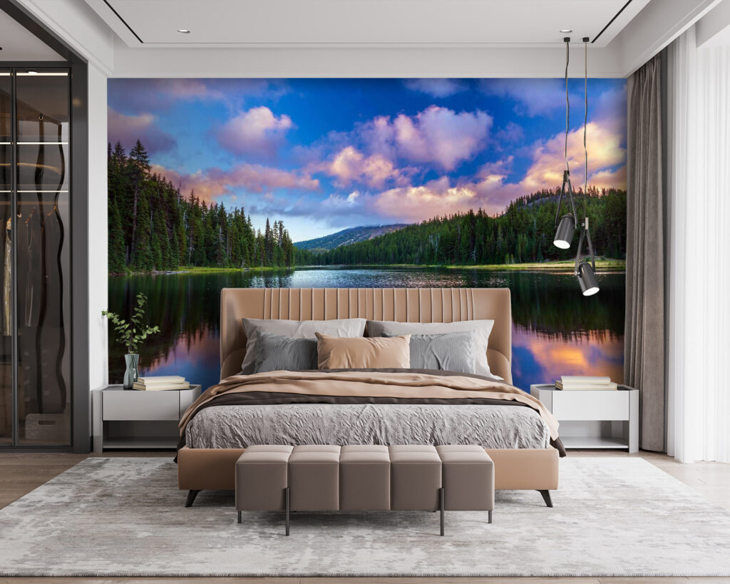 Forest reflected in lake — interior 1