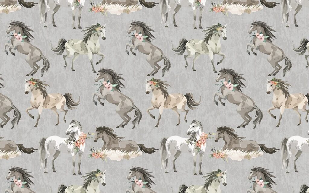 Horses in watercolour pattern — full design