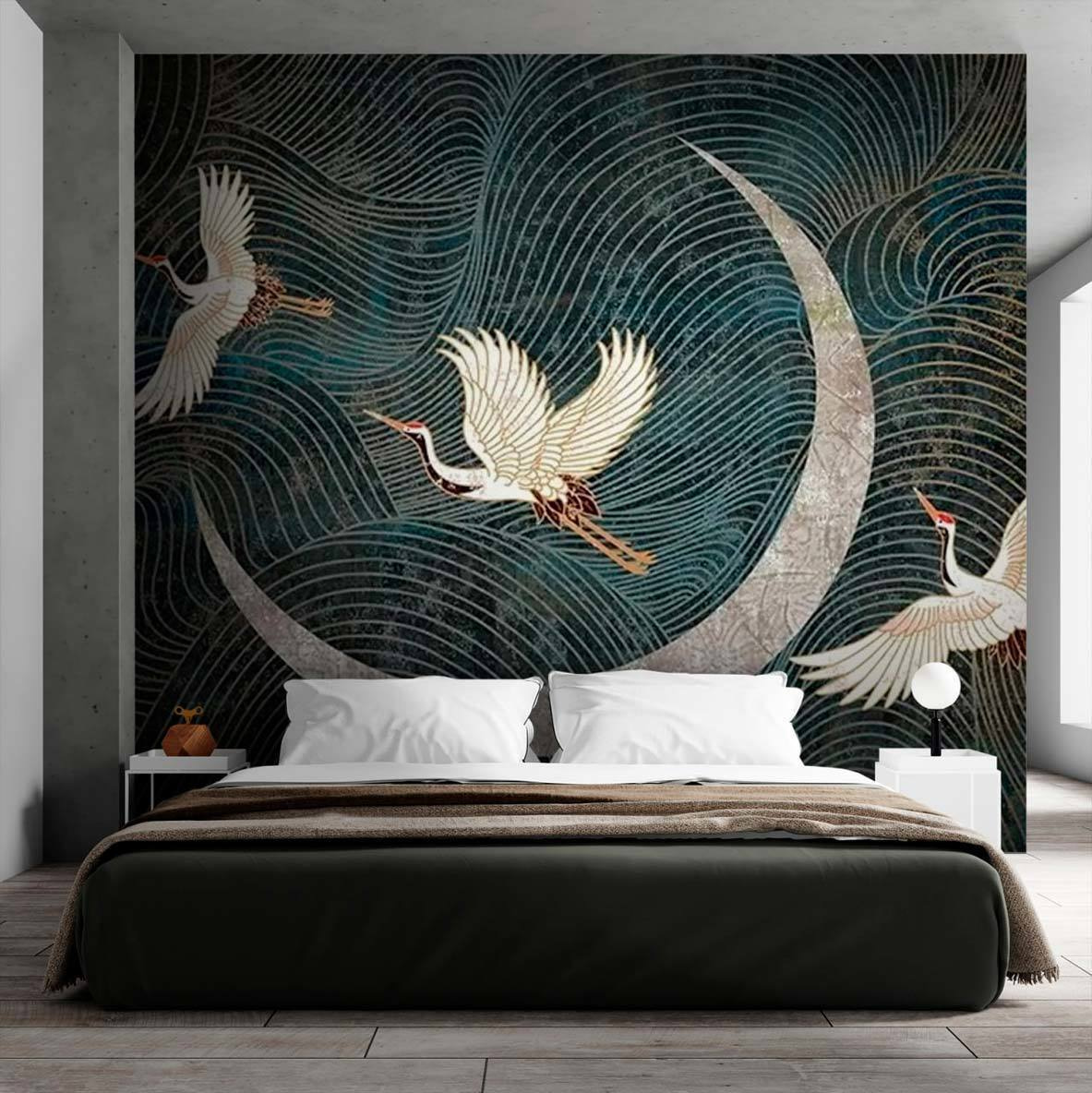 Cranes by the moon — interior 1