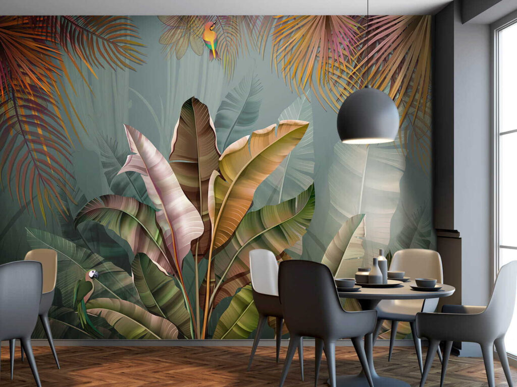 Warm leaves on grey-blue — interior 2