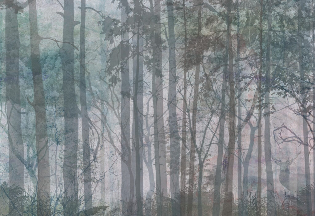Grey-blue forest trunks — full design