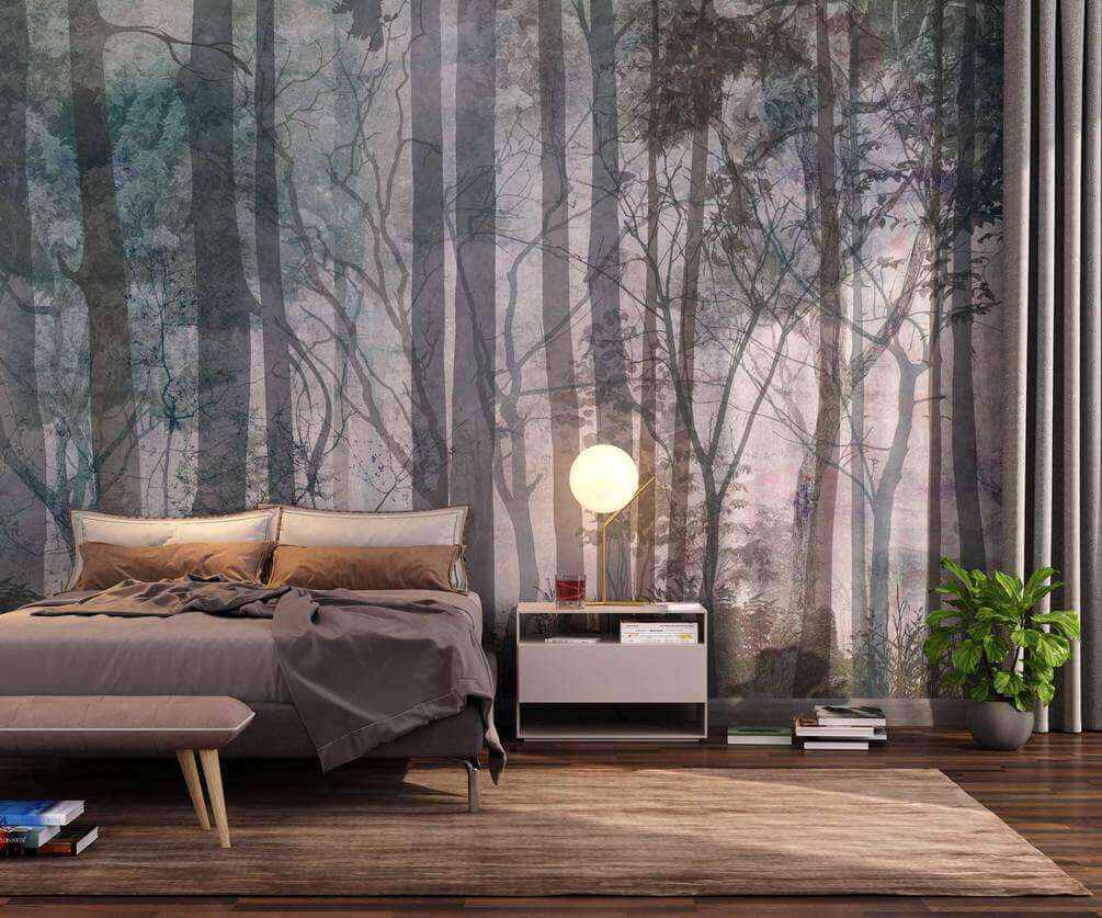 Grey-blue forest trunks — interior 2