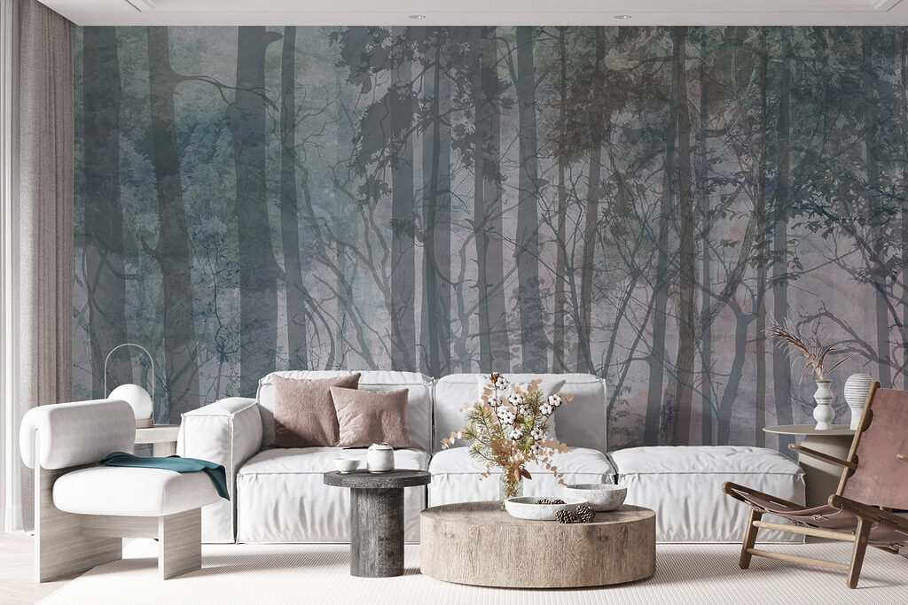 Grey-blue forest trunks — interior 3