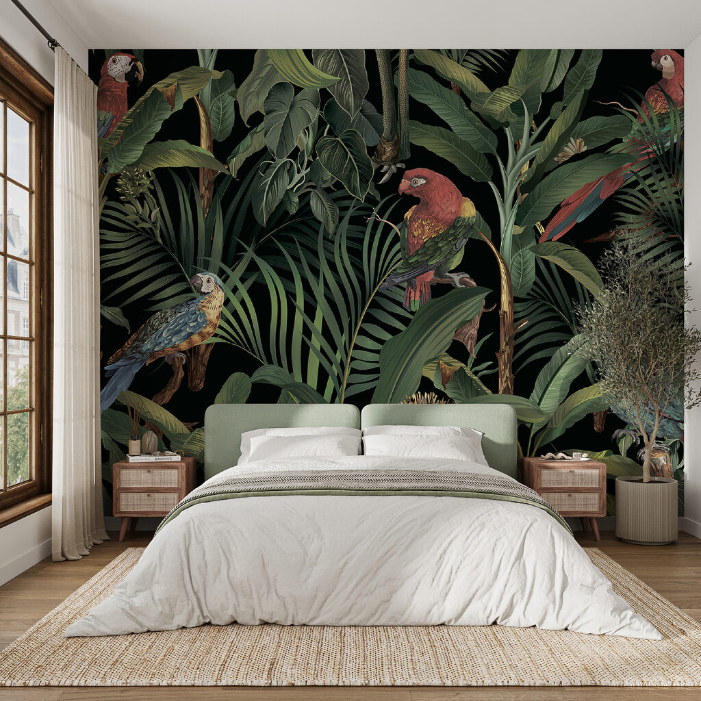 Parrots on jungle branches — interior 2