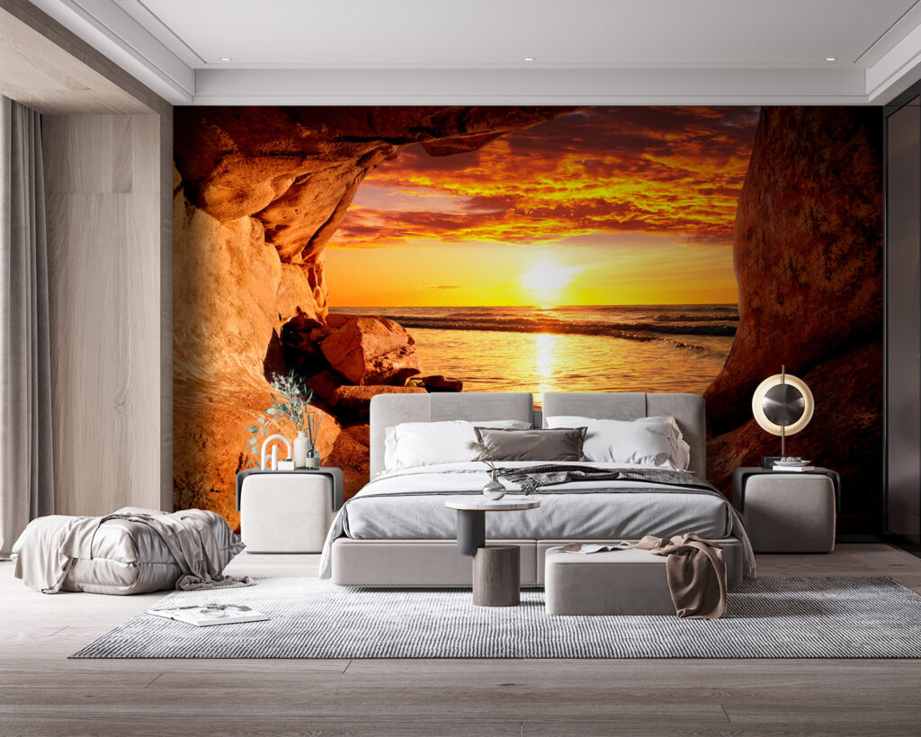 Sunset through a cave — interior 1