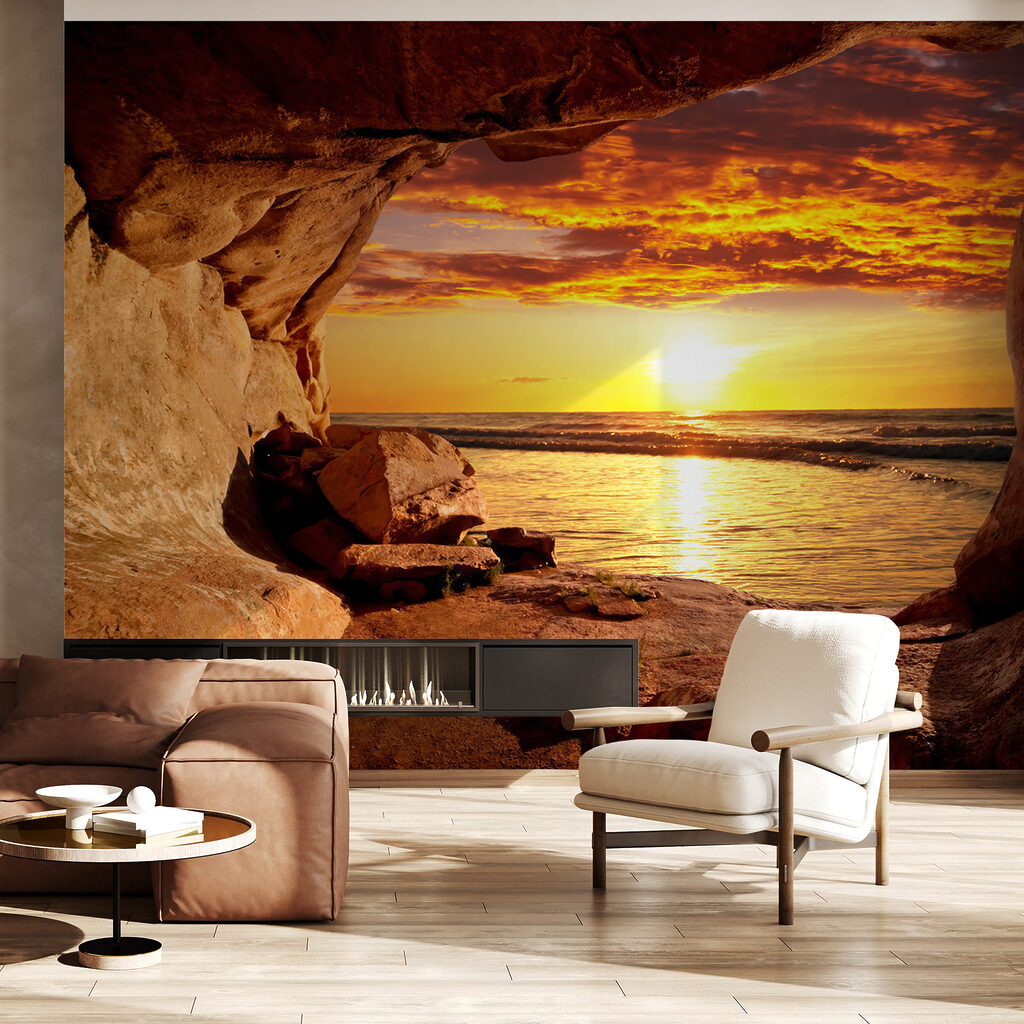 Sunset through a cave — interior 12