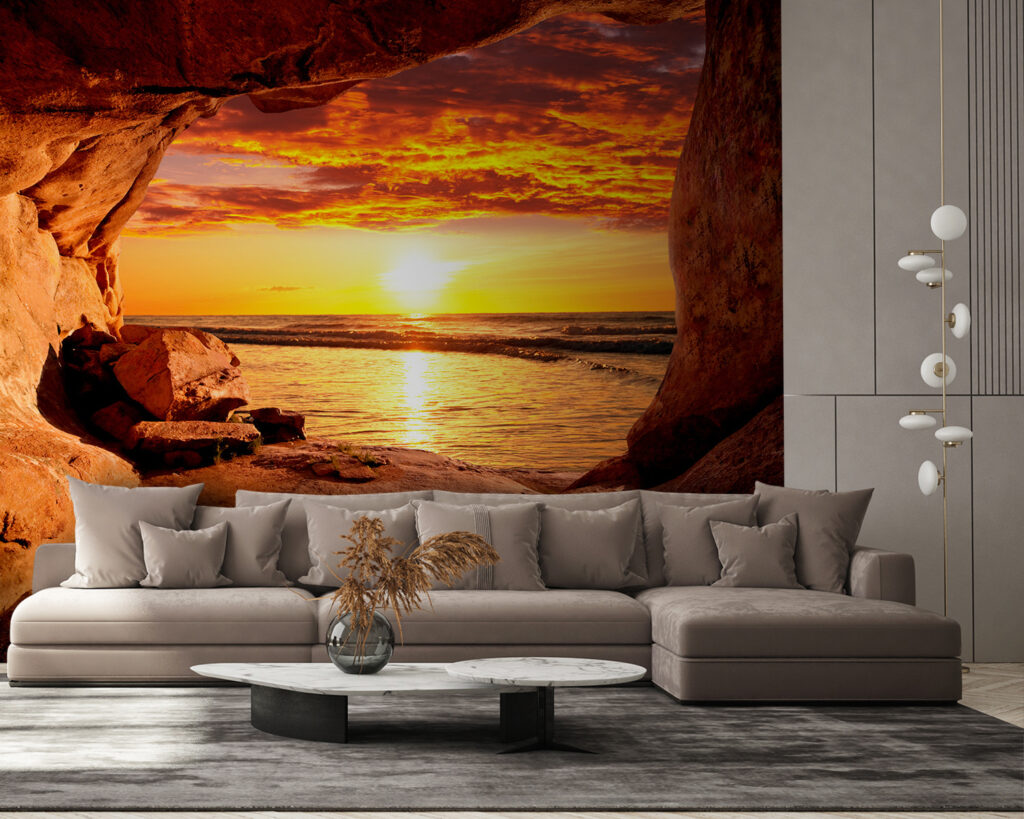 Sunset through a cave — interior 9