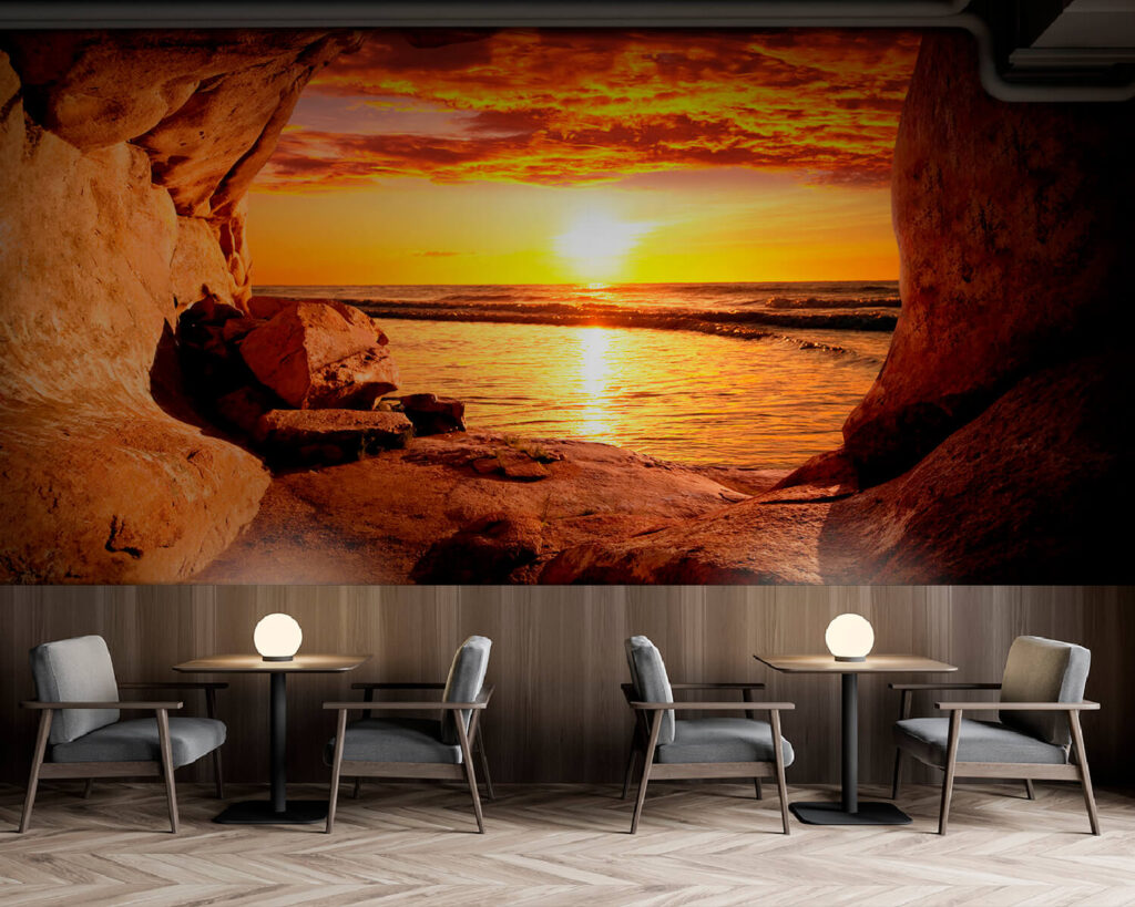 Sunset through a cave — interior 10
