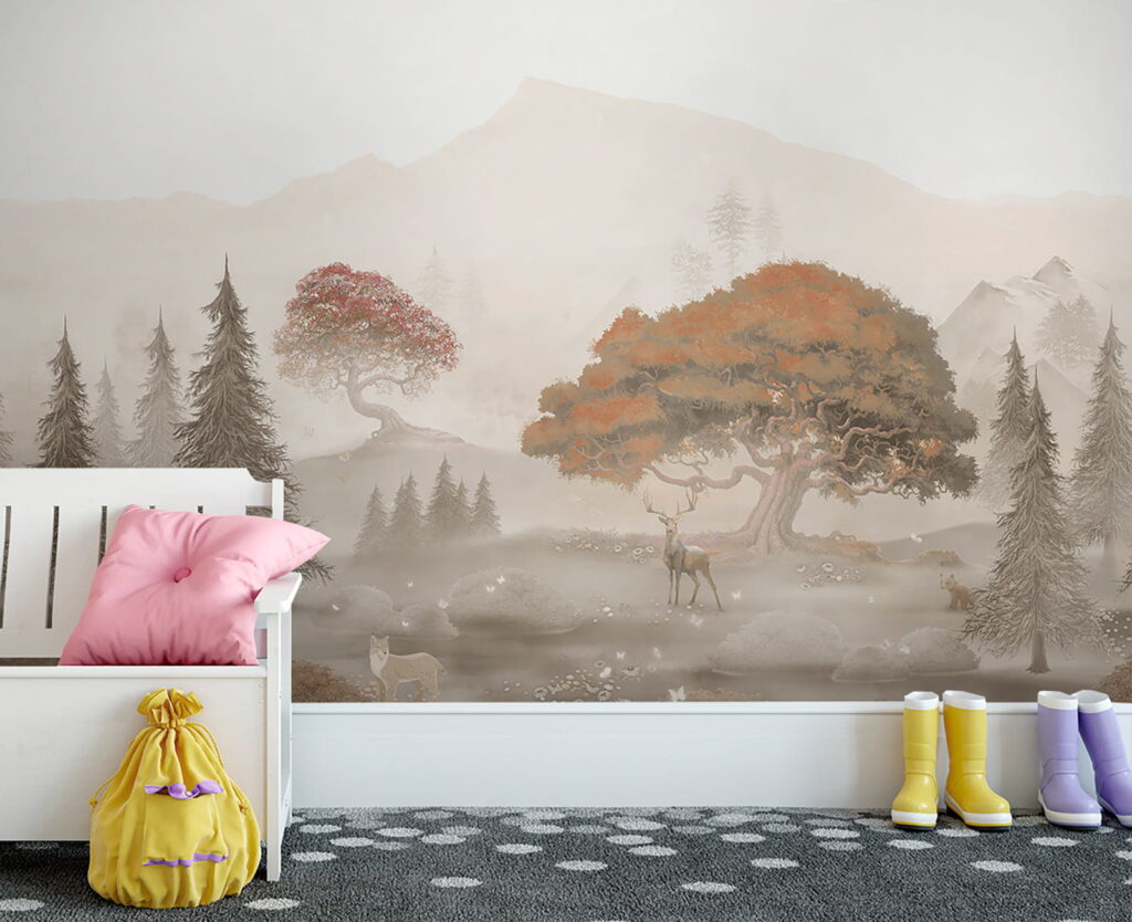 Deer by misty water — interior 1