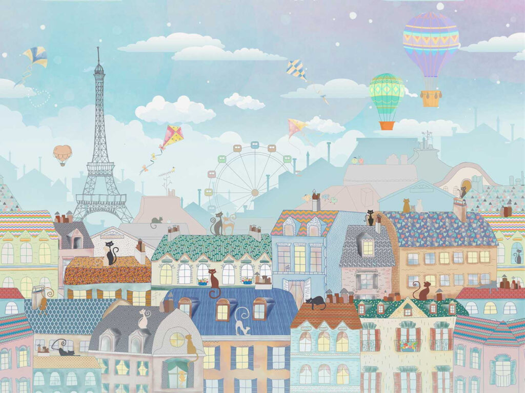 Paris under balloons — full design