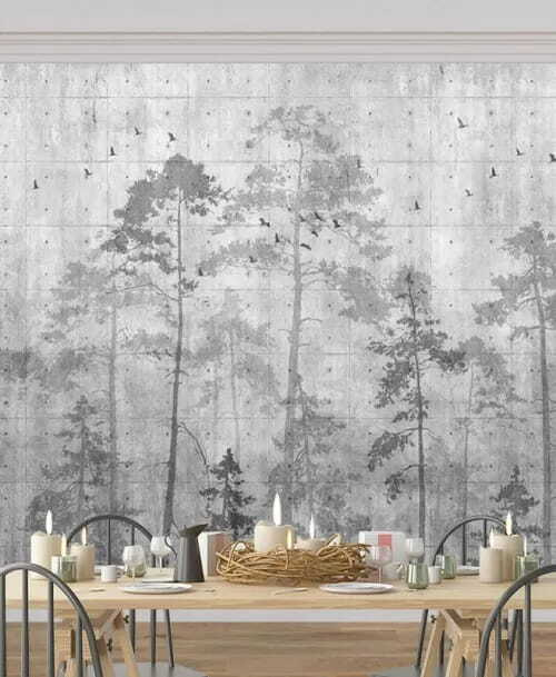 Pines on weathered surface — interior 1