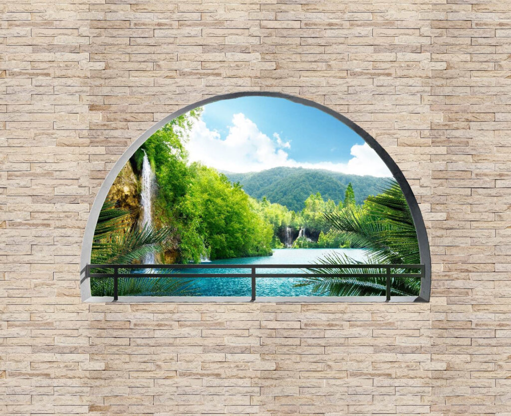 River behind an arch — full design