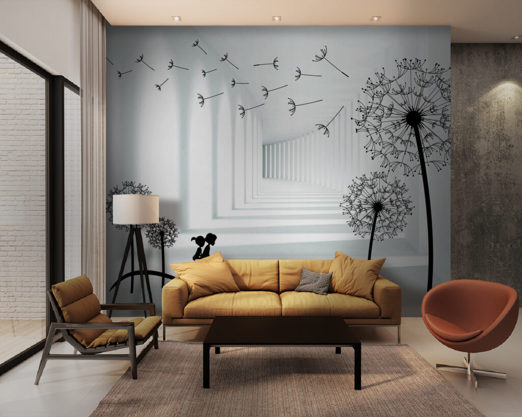 Cyclists among dandelions — interior 2
