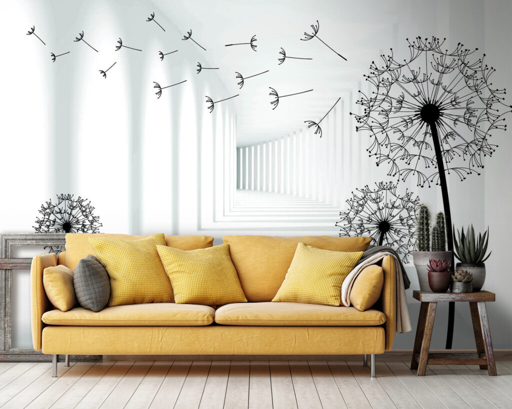 Cyclists among dandelions — interior 3