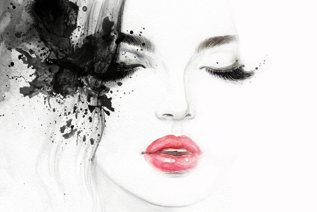Pink lips and inkspots — full design