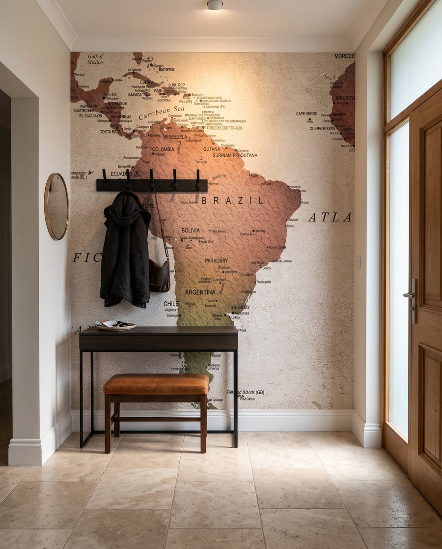 Colourful World Atlas in an interior
