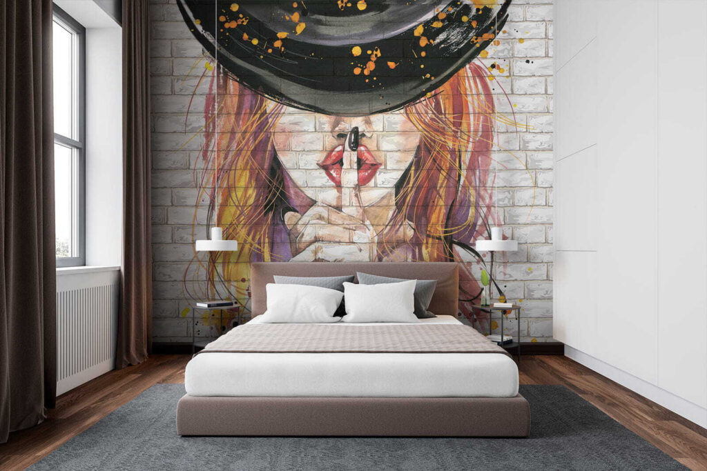Finger to painted lips — interior 2