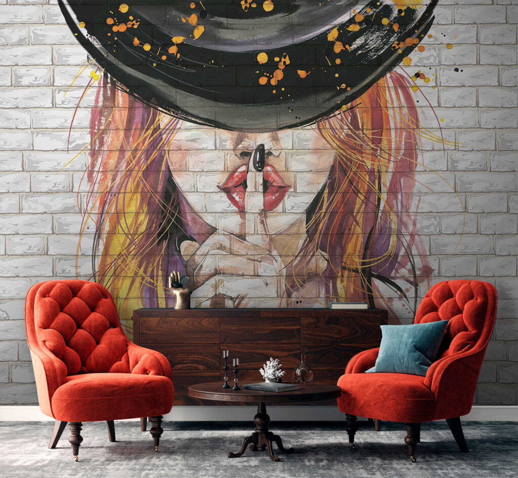 Finger to painted lips — interior 1