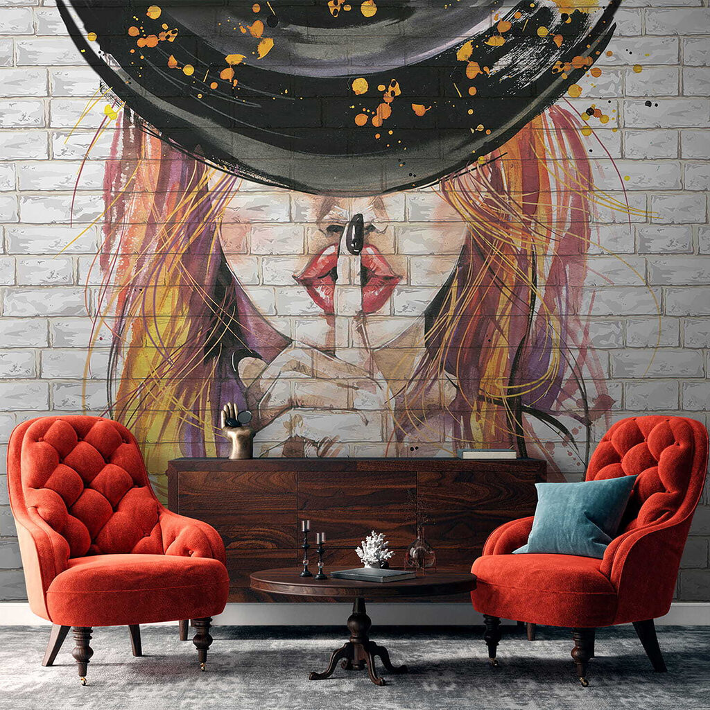 Finger to painted lips — interior 8