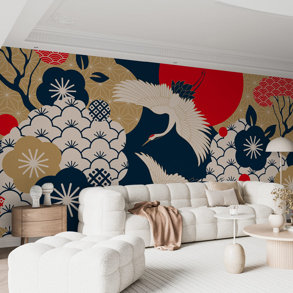 Cranes among flowers — interior 4