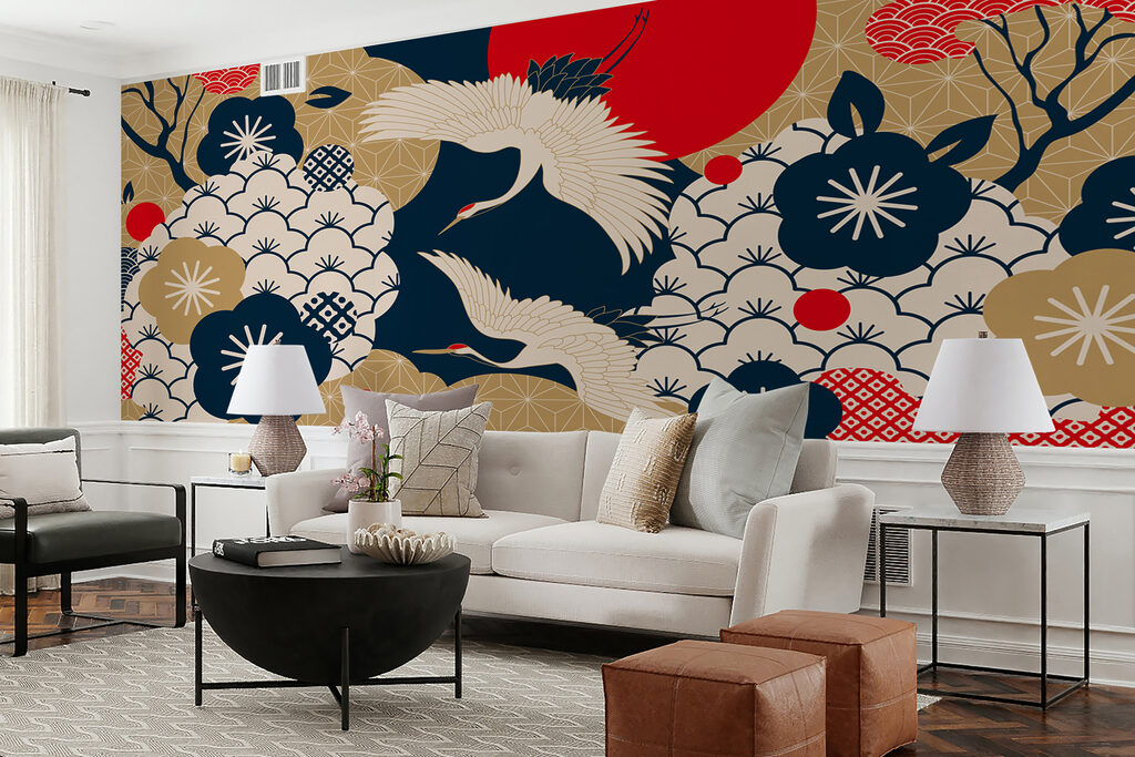 Cranes among flowers — interior 5