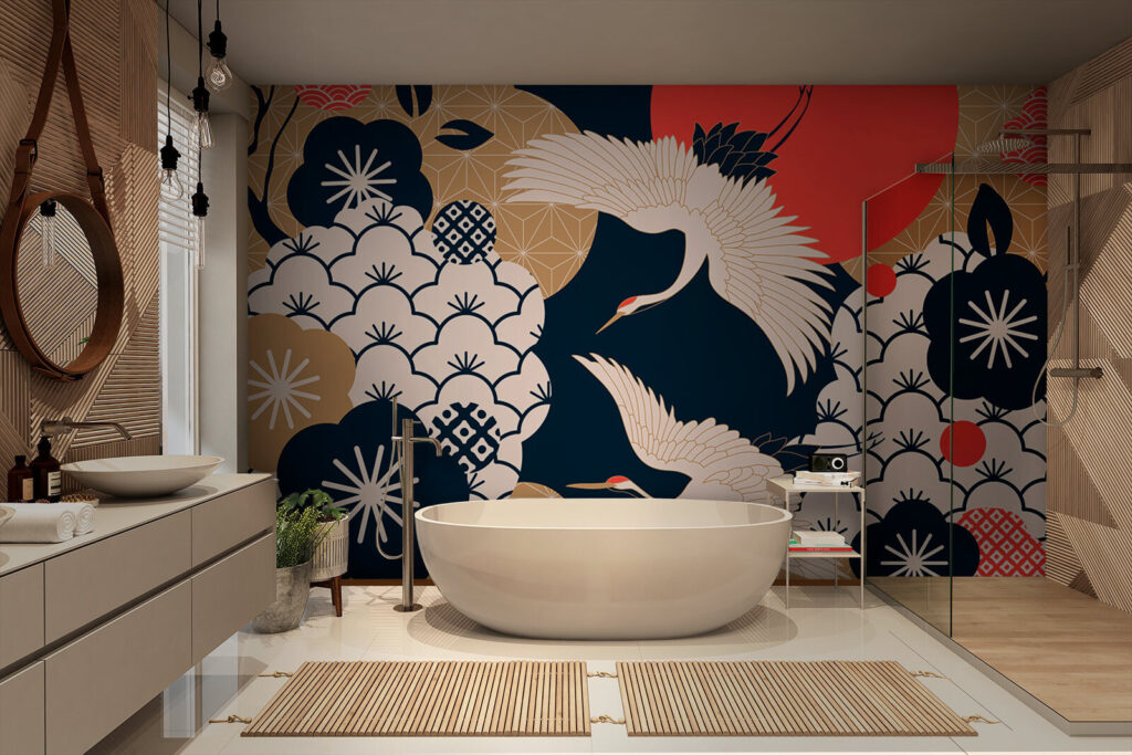 Cranes among flowers — interior 3