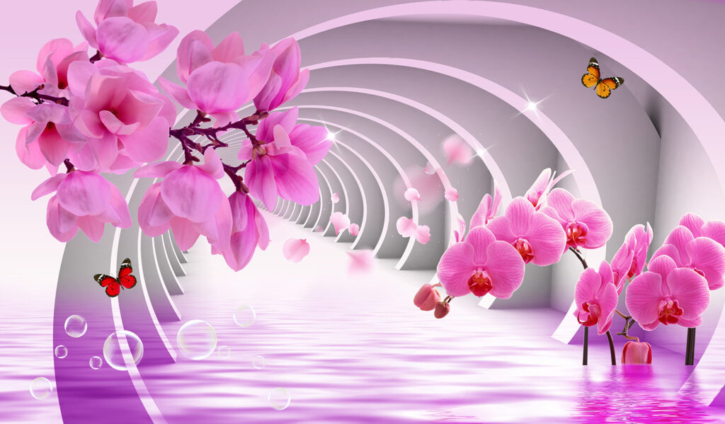 Orchids along arches — full design