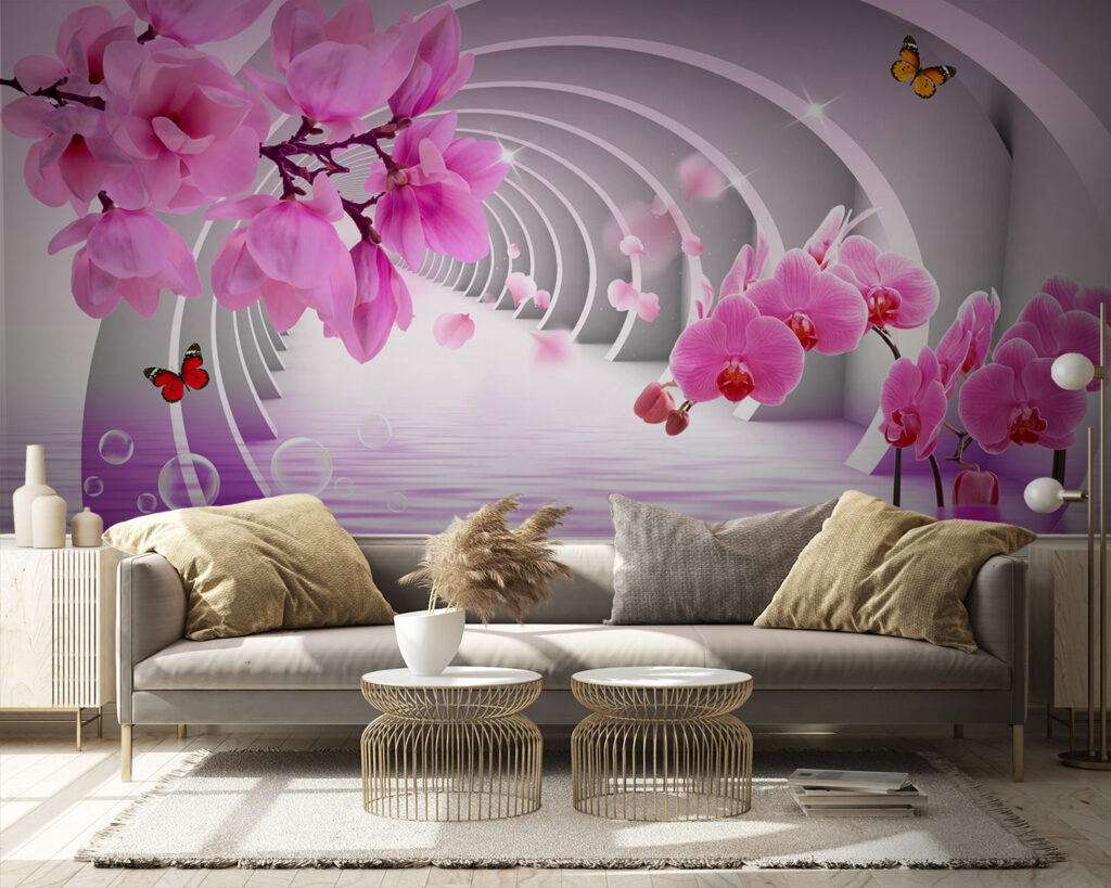 Orchids along arches — interior 4