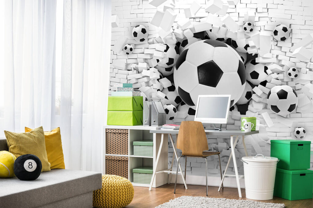 Football Through the Wall in an interior