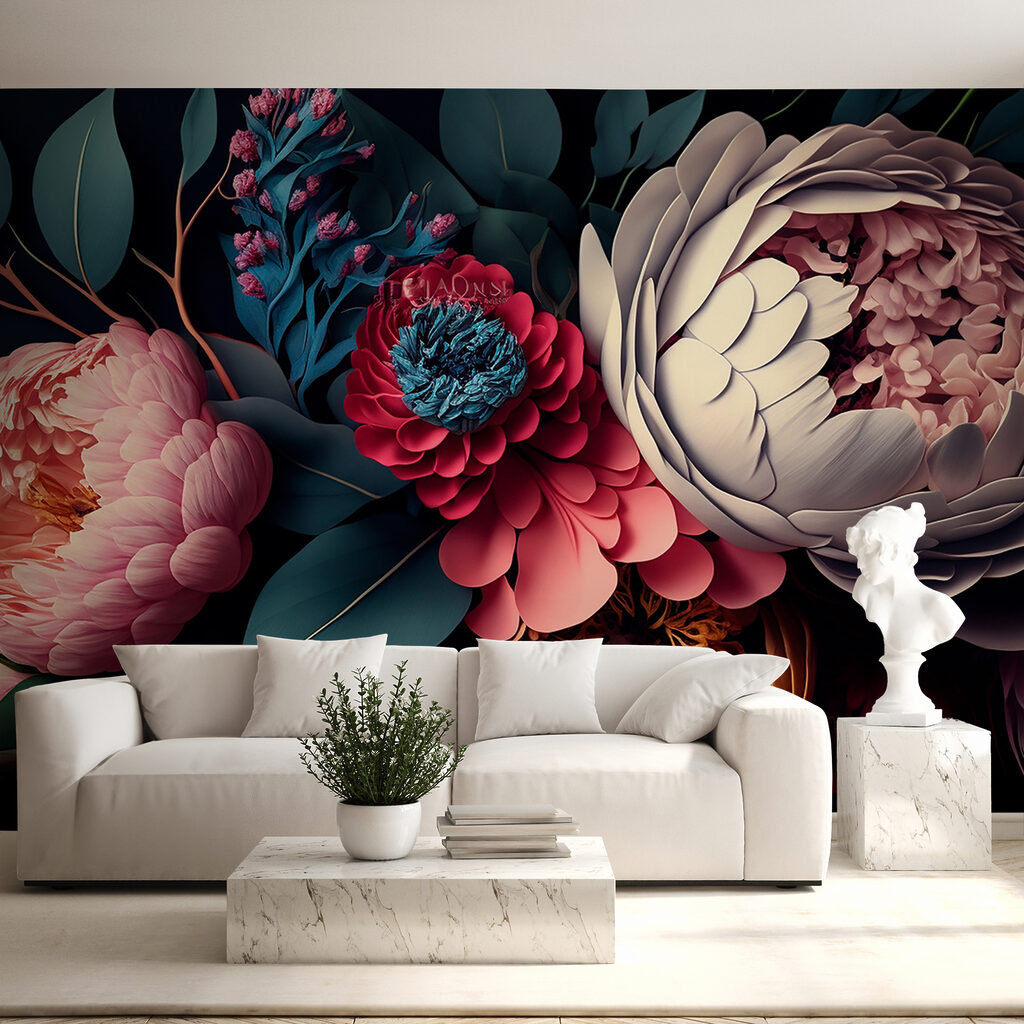 Dark peonies in layers — interior 4