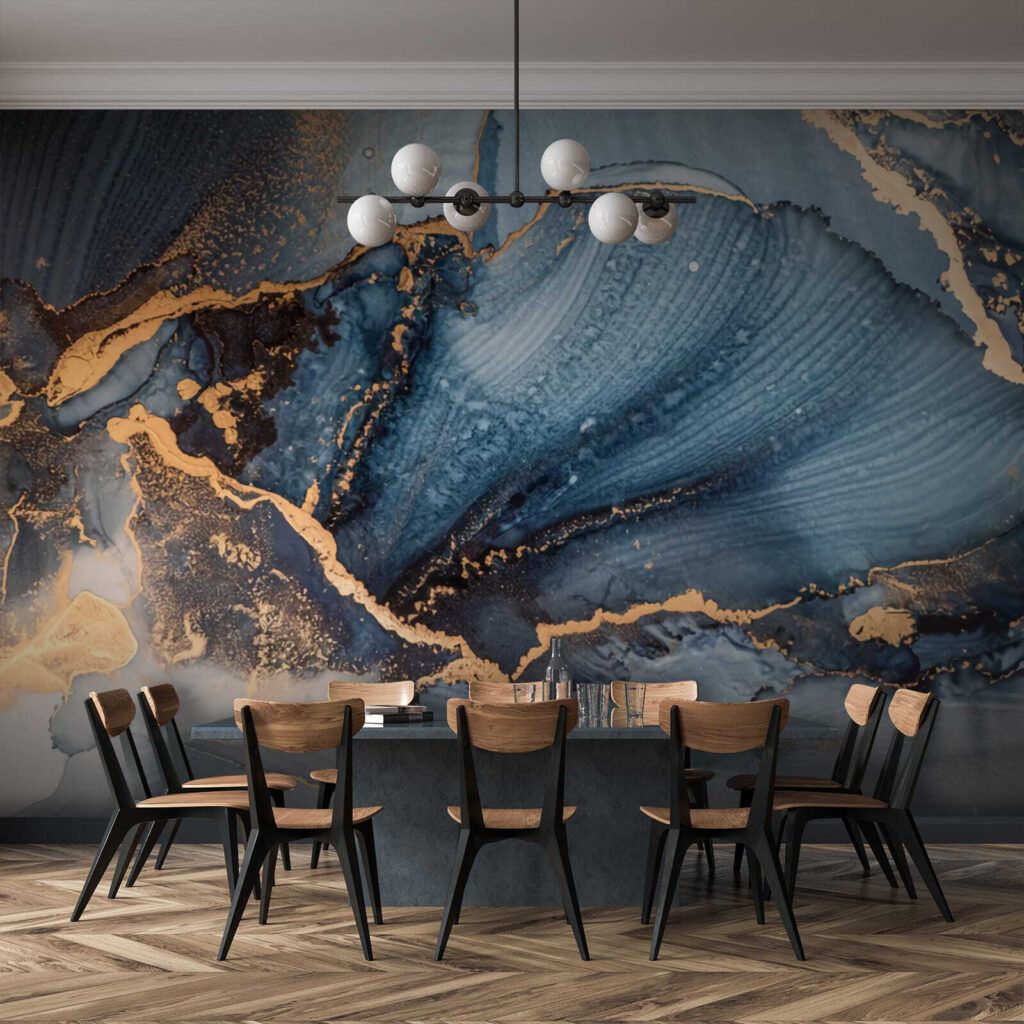 Blue ripples with gold — interior 3