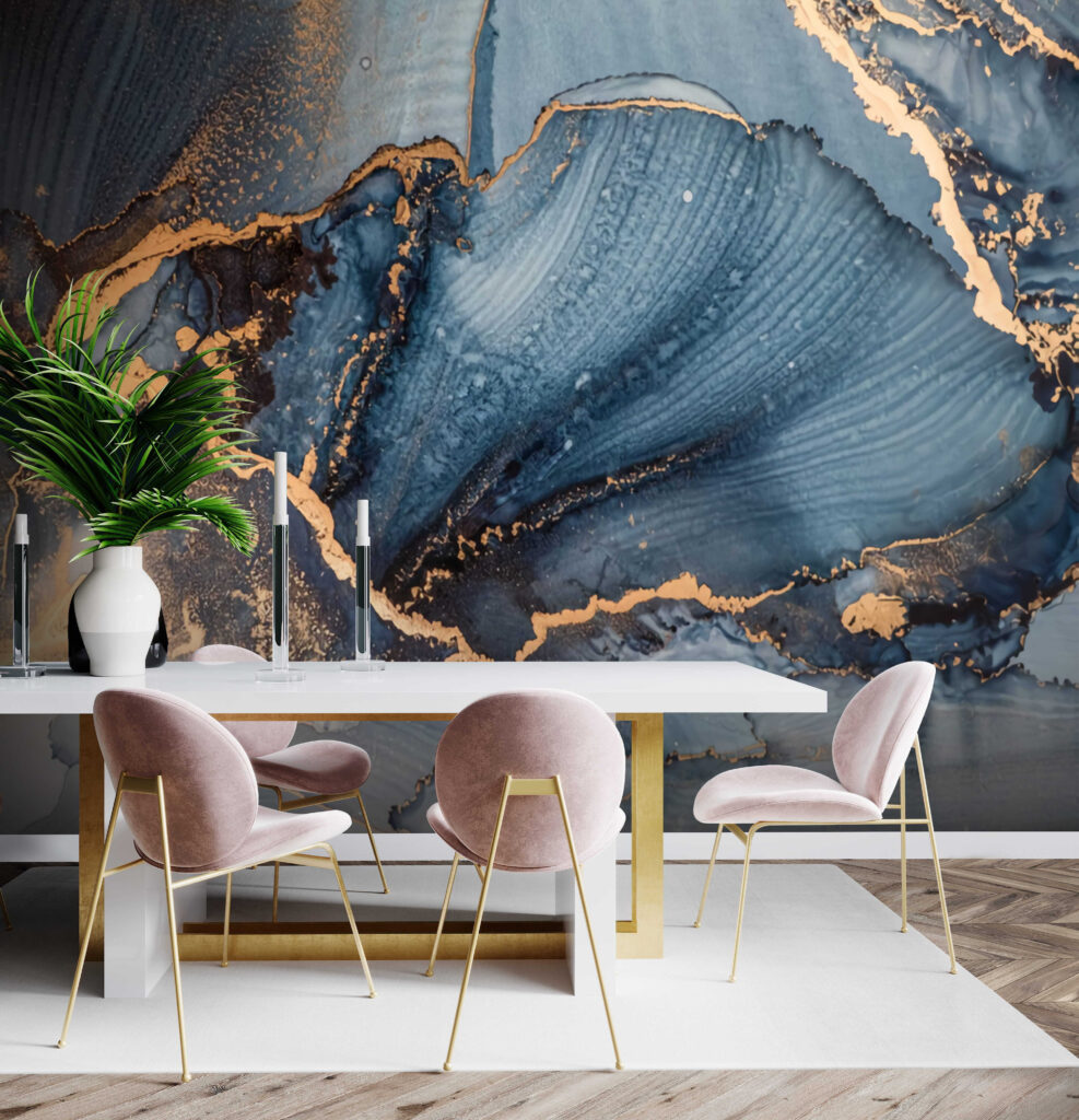 Blue ripples with gold — interior 4