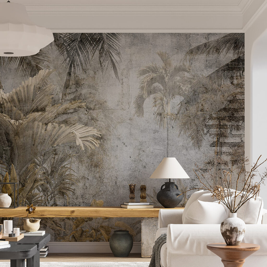Jungle leaves on brick — interior 5