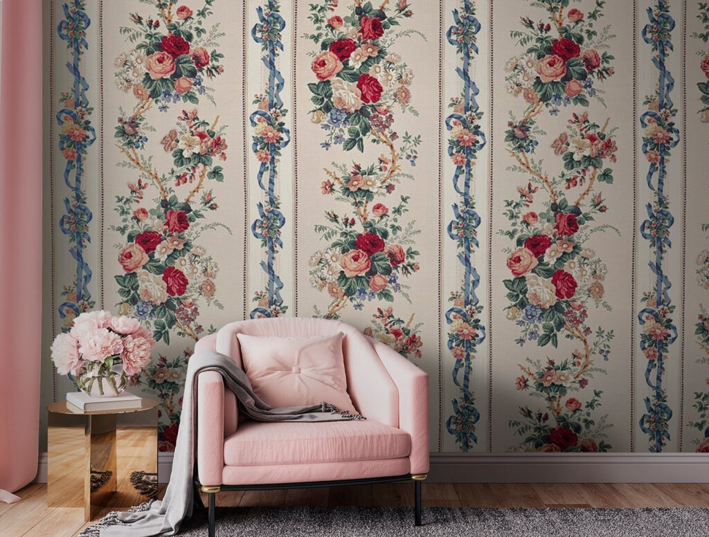 Vintage Rose Stripes in an interior