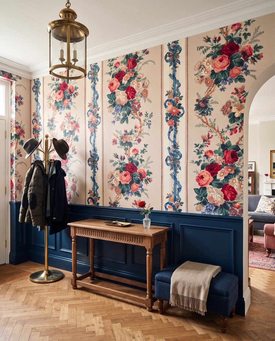 Vintage Rose Stripes in an interior