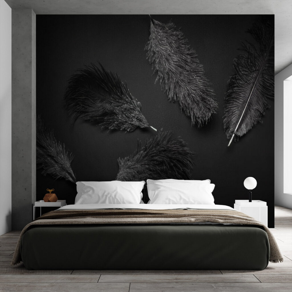 Dark feathers on black — interior 1